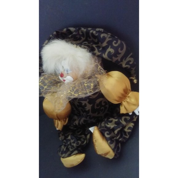 Vintage 8'' Mardi Gras Jester Doll with Porcelain Head Clown Figure  Flawed - Picture 8 of 9